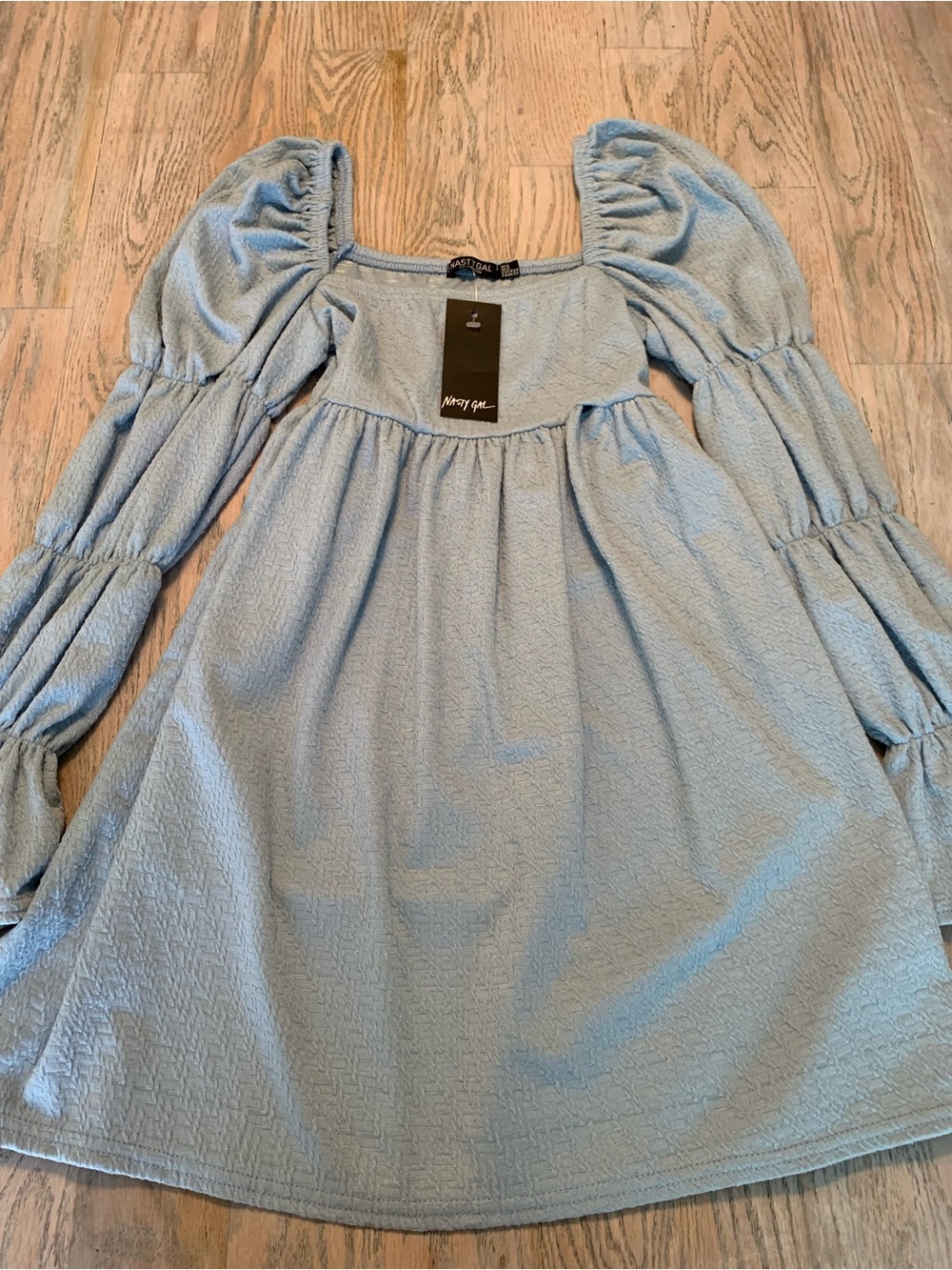 Nasty Gal Light Blue Puff Sleeve Mini Dress